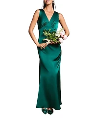 Coast Bow Back V-Neck Satin Bridesmaid Dress