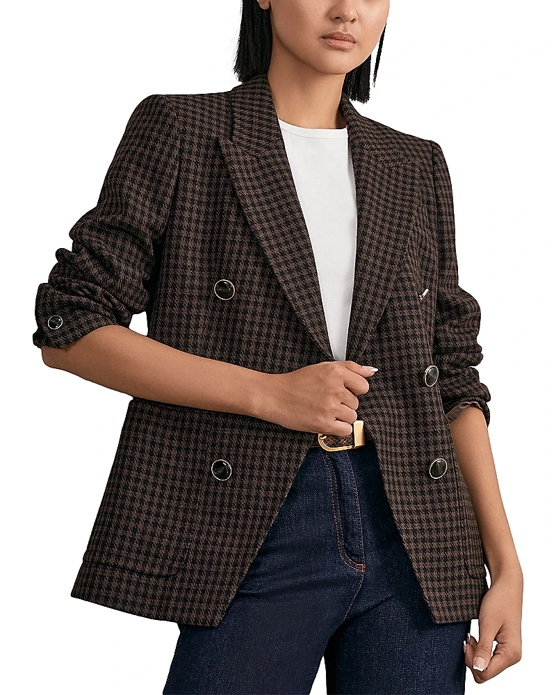 Reiss Petites Ayla Double Breasted Check Jacket