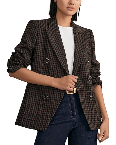 Reiss Petites Ayla Double Breasted Check Jacket