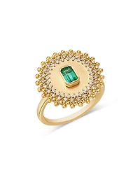 Bloomingdale's Fine Collection Emerald & Diamond Circle Statement Ring