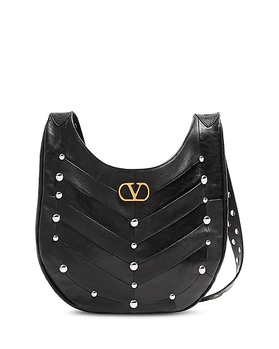Valentino Garavani Hoboho Studded Chevron VLogo Hobo Shoulder Bag