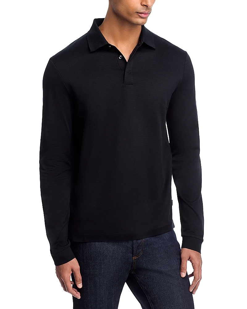 Boss Pado Long Sleeve Mercerized Cotton Polo Shirt