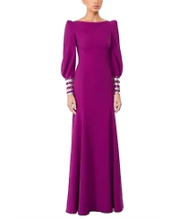 Jenny Packham Francolin Embellished-cuffs Puff-sleeve Maxi Dress