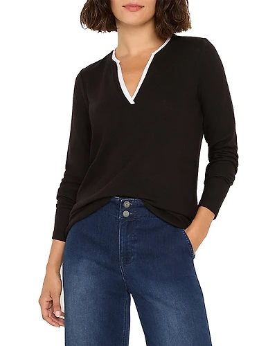 Nzt By Nic+Zoe Layered Look Split Neck Top