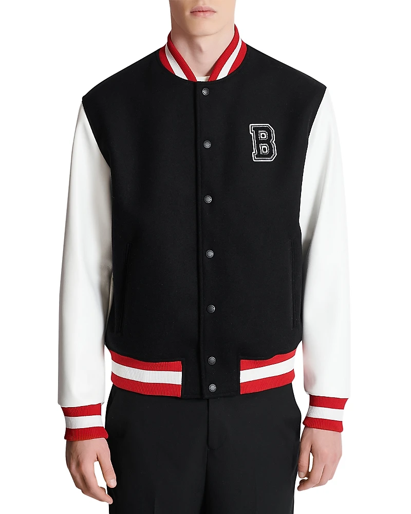 Balmain Mixed Media Varsity Jacket