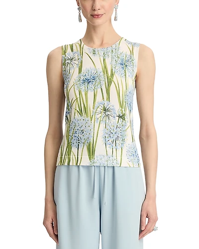 Oscar de la Renta Printed Allium Knit Tank