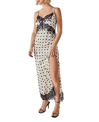 Nasty Gal Satin Lace Trim Maxi Dress