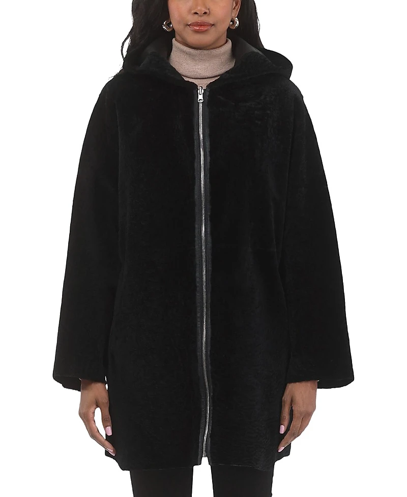 Gorski Reversible Textured Shearling Parka Coat