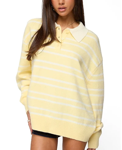 Edikted Rilynn Striped Polo Sweater
