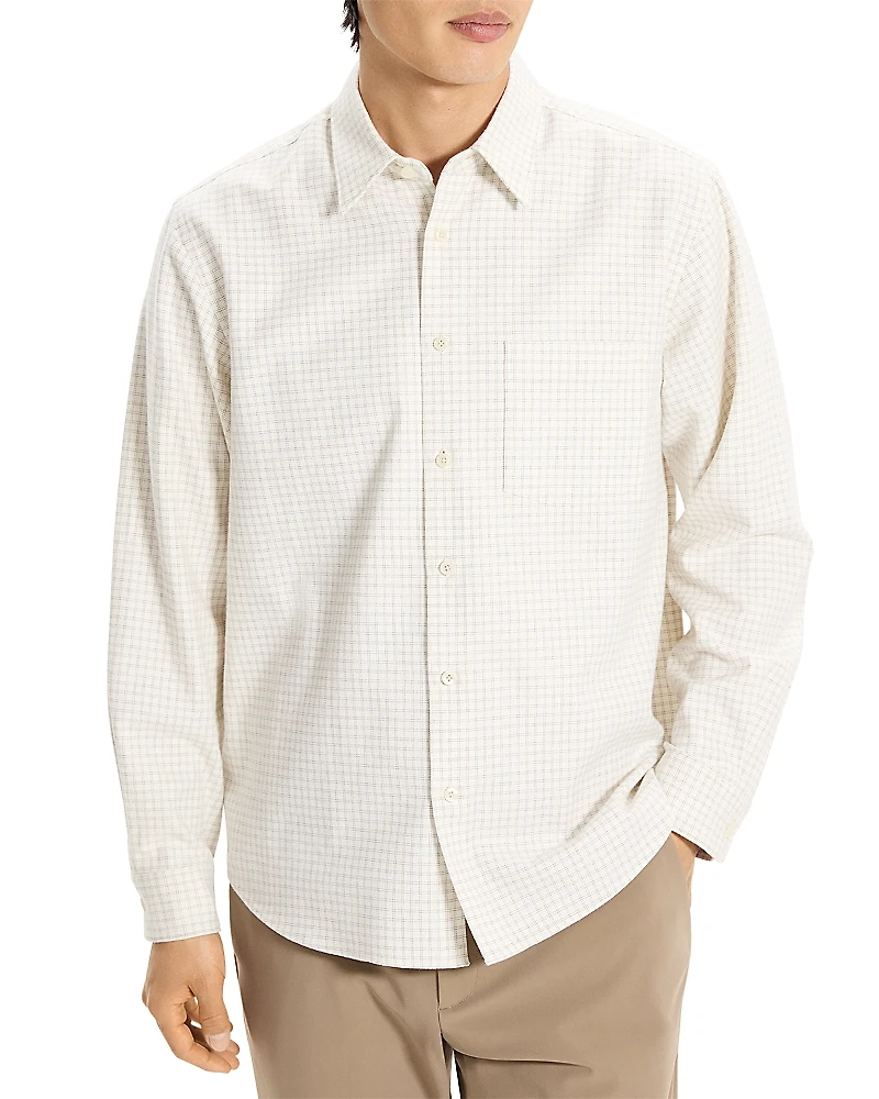 Theory Weekend Woods Check Long Sleeve Shirt