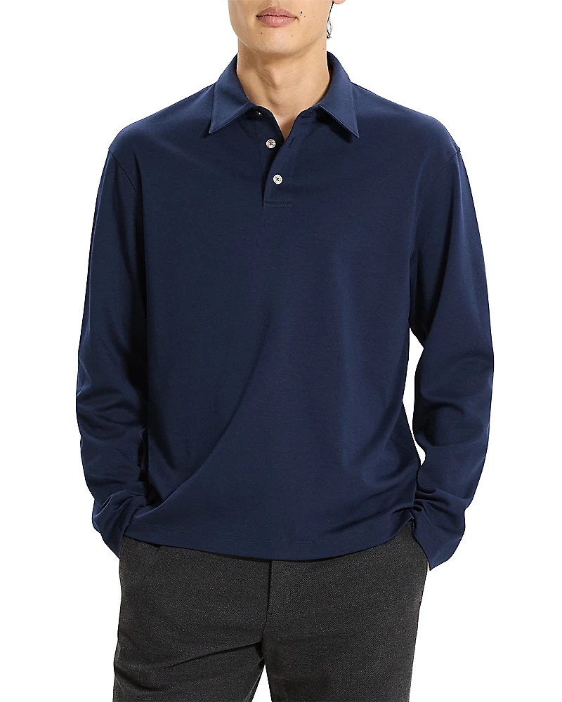 Theory Relaxed Long Sleeve City Interlock Polo Shirt
