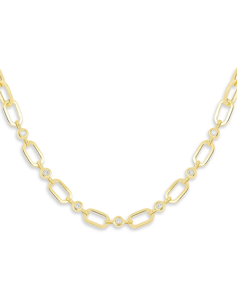 Ef Collection 14K Yellow Gold Ef Collection Diamond Bezel Open Link Collar Necklace, 16.5
