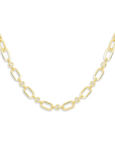 Ef Collection 14K Yellow Gold Ef Collection Diamond Bezel Open Link Collar Necklace, 16.5