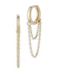 Moon & Meadow 14K Yellow Gold Chain Drop Huggie Hoop Earrings