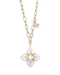 Roberto Coin 18K Yellow Gold Venetian Princess Cabochon Mother of Pearl & Diamond Flower Pendant Necklace