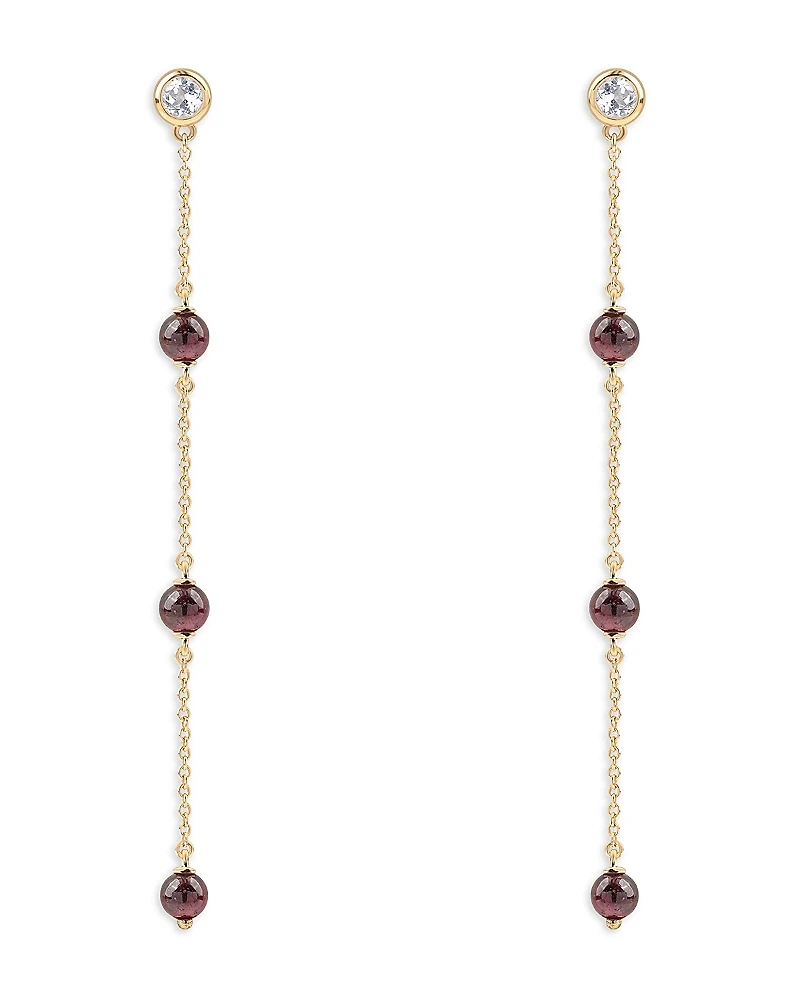 Moon & Meadow 14K Yellow Gold Garnet & Diamond Linear Drop Earrings