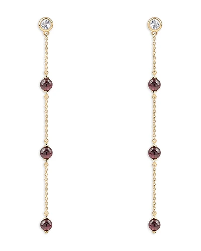 Moon & Meadow 14K Yellow Gold Garnet & Diamond Linear Drop Earrings