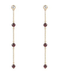 Moon & Meadow 14K Yellow Gold Garnet & Diamond Linear Drop Earrings