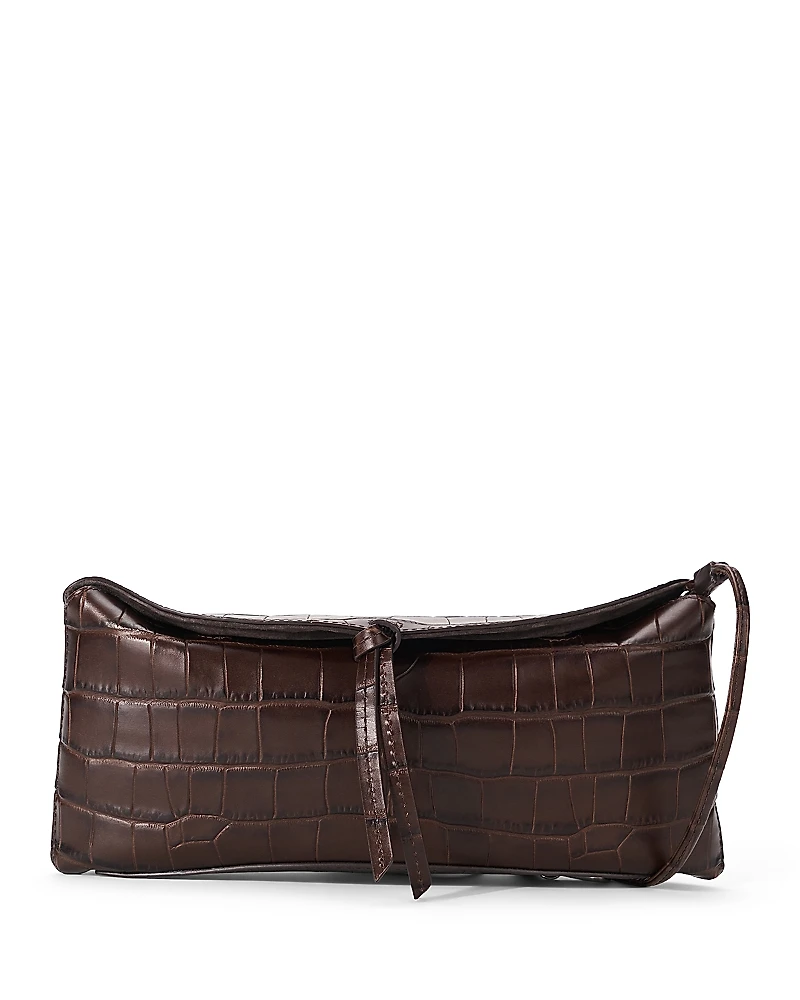 Staud Eve Croco Embossed Leather Clutch