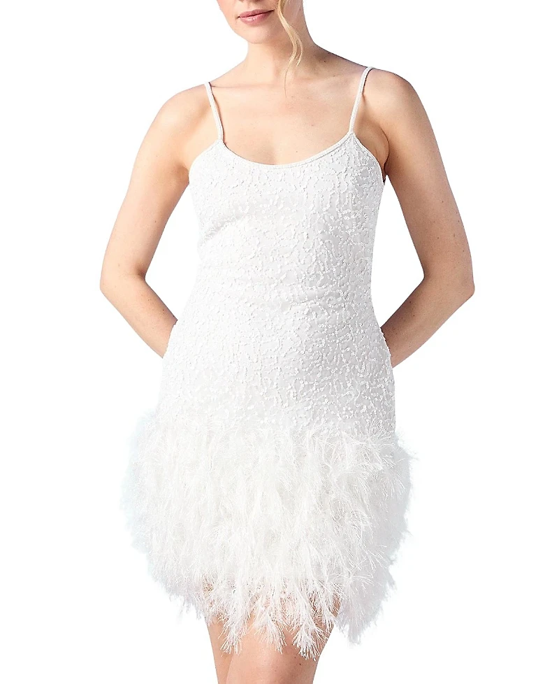 Coast Embellished Feather Bridal Mini Dress