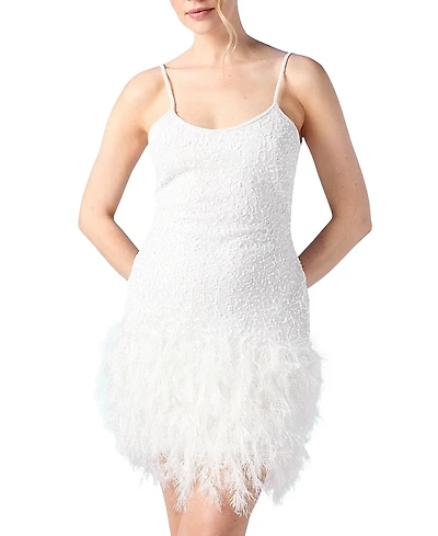 Coast Embellished Feather Bridal Mini Dress