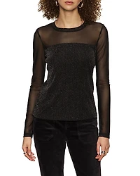 Sanctuary Sparkle Mesh Crewneck Top