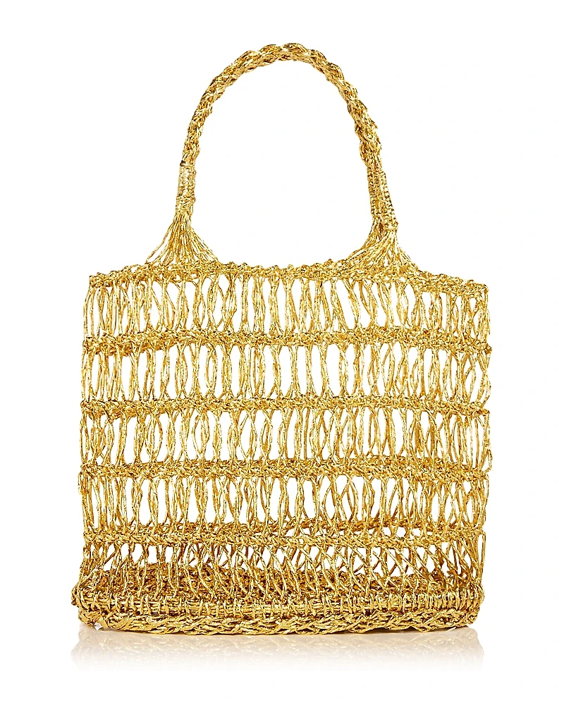 Aqua Woven Metallic Tote - Exclusive