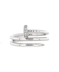 Pre-Owned Cartier Small Juste un Clou Double Ring 18K White Gold and Diamonds