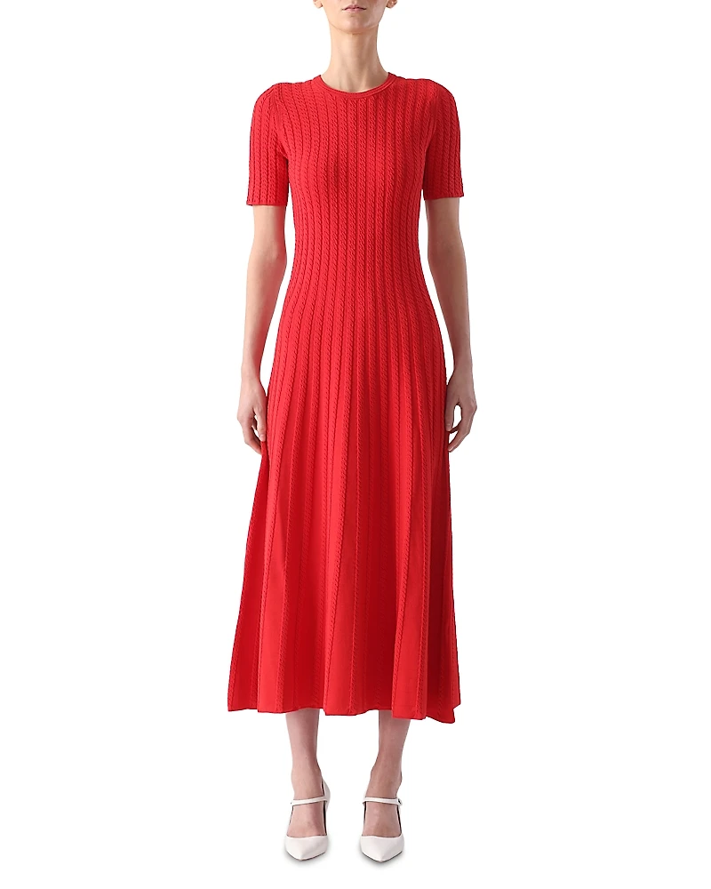 Jason Wu Collection Cable Stitch Midi Sweater Dress