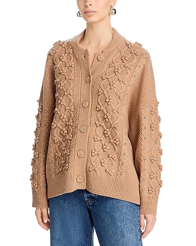 Essentiel Antwerp Cable Knit Cardigan with Rhinestone Embellishments