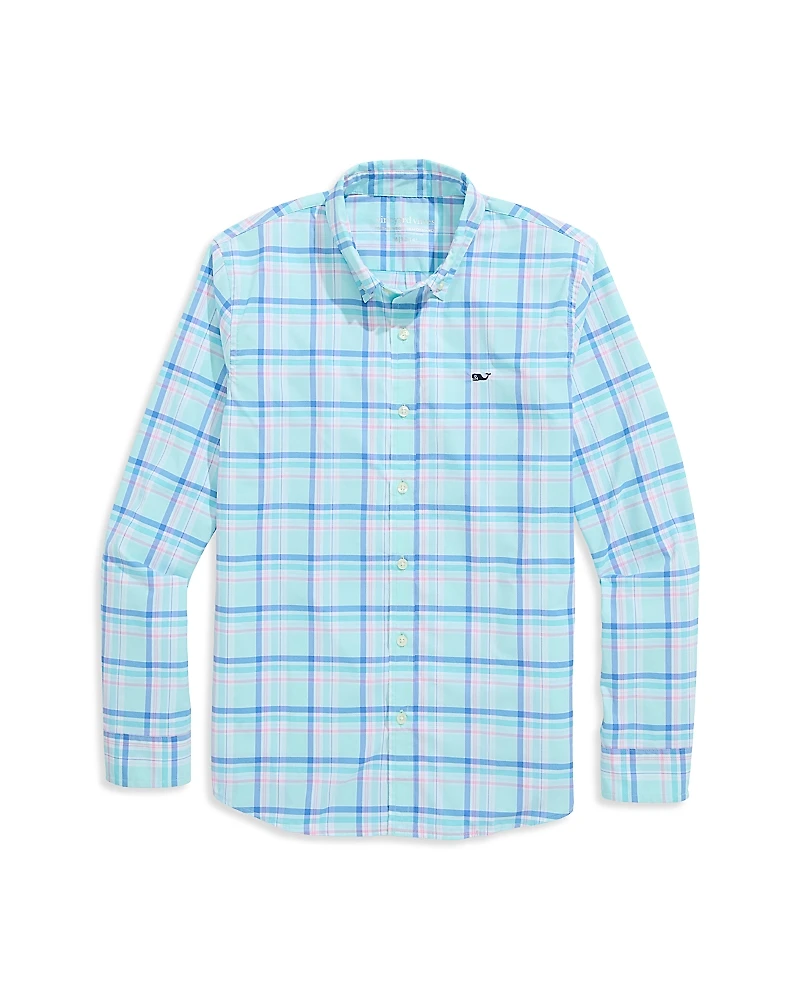 Vineyard Vines Boys' Coconut Key Plaid Featherweight Perf Shirt - Little Kid, Big Kid