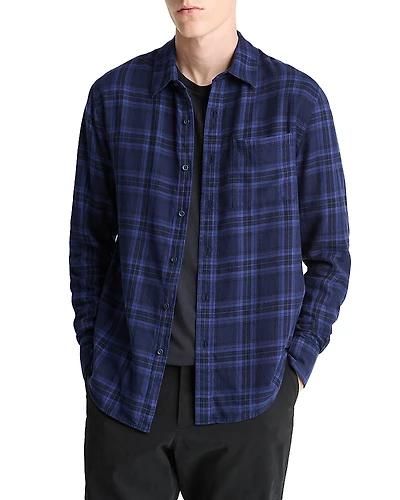 Vince Big Horn Plaid Separate Placket Classic Fit Button Down Shirt