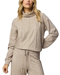 Splendid Cable Lounge Turtleneck Top