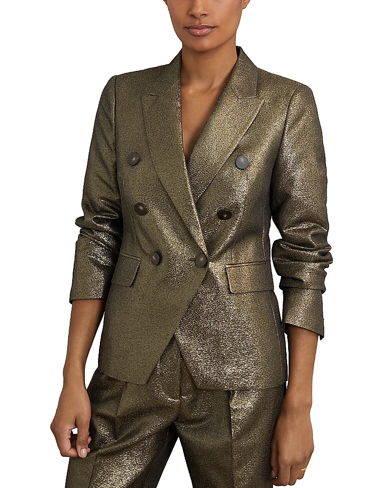 Reiss Sienna Double Breasted Metallic Blazer