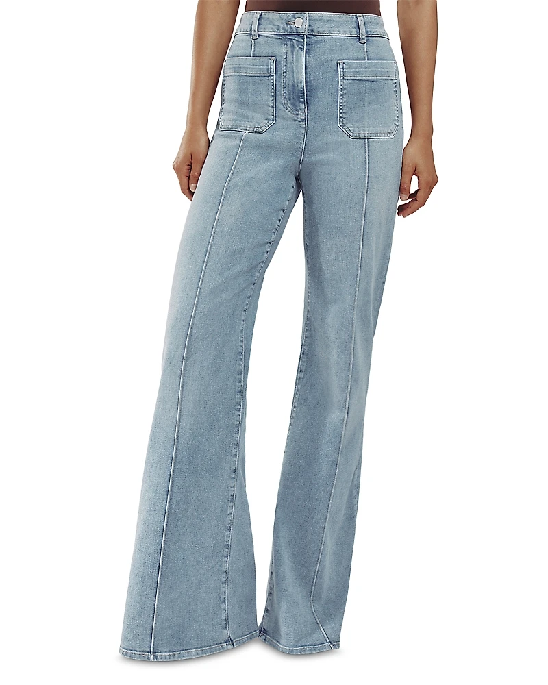 Reiss Petite Sakura High Rise Flare Leg Patch Pocket Jeans