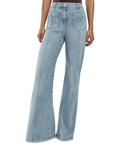 Reiss Petite Sakura High Rise Flare Leg Patch Pocket Jeans