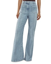 Reiss Petite Sakura High Rise Flare Leg Patch Pocket Jeans