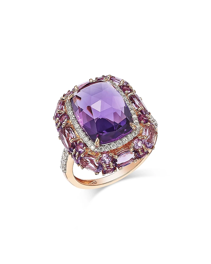 Bloomingdale's Fine Collection Amethyst & Diamond Halo Ring