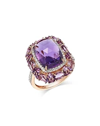 Bloomingdale's Fine Collection Amethyst & Diamond Halo Ring