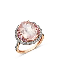 Bloomingdale's Fine Collection Rose Quartz, Pink Sapphire & Diamond Halo Ring