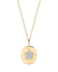 Phillips House 14K Yellow Gold Diamond Forget Me Not Medallion Necklace, 0.11 tcw