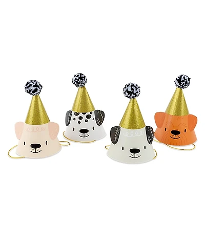 Jollity & Co. Bow Wow Puppy Dog Birthday Party Hats, Set of 8, 2 of Each Style Per Pack