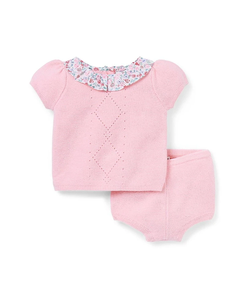 Janie and Jack Girls' Baby Floral Collar Matching Set 