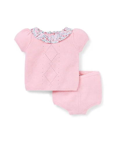 Janie and Jack Girls' Baby Floral Collar Matching Set 