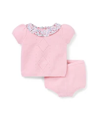Janie and Jack Girls' Baby Floral Collar Matching Set 