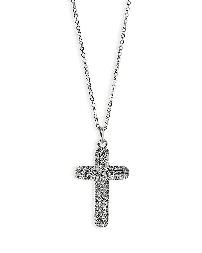 Nadri Crushed Pave Cross Pendant Necklace, 16-19