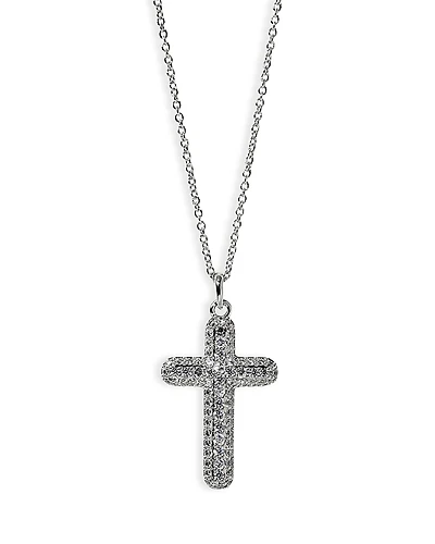 Nadri Crushed Pave Cross Pendant Necklace, 16-19