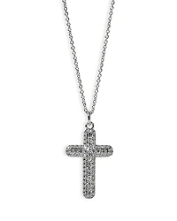 Nadri Crushed Pave Cross Pendant Necklace, 16-19