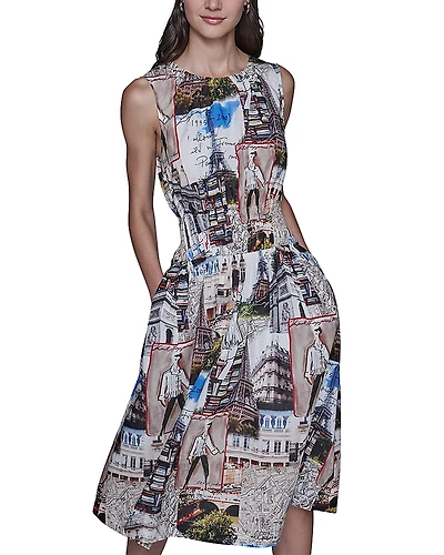 Karl Lagerfeld Paris Allover City Scene Print Dress