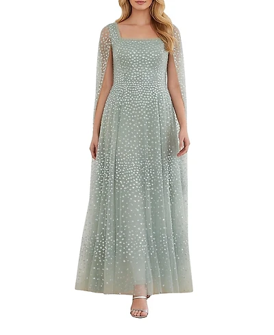 Needle & Thread Scatter Dot Cape Sleeve Ankle Gown